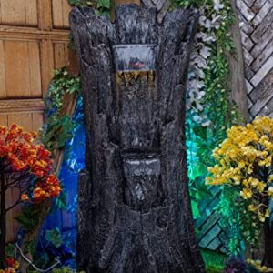 Nature Inspired Carved Tree Water Fountain for Garden Grey Color XLarge